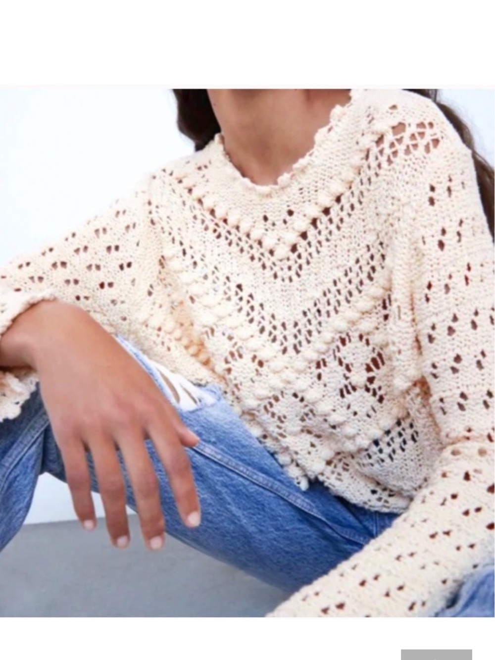 ZARA TEXTURED CROCHETED SWEATER